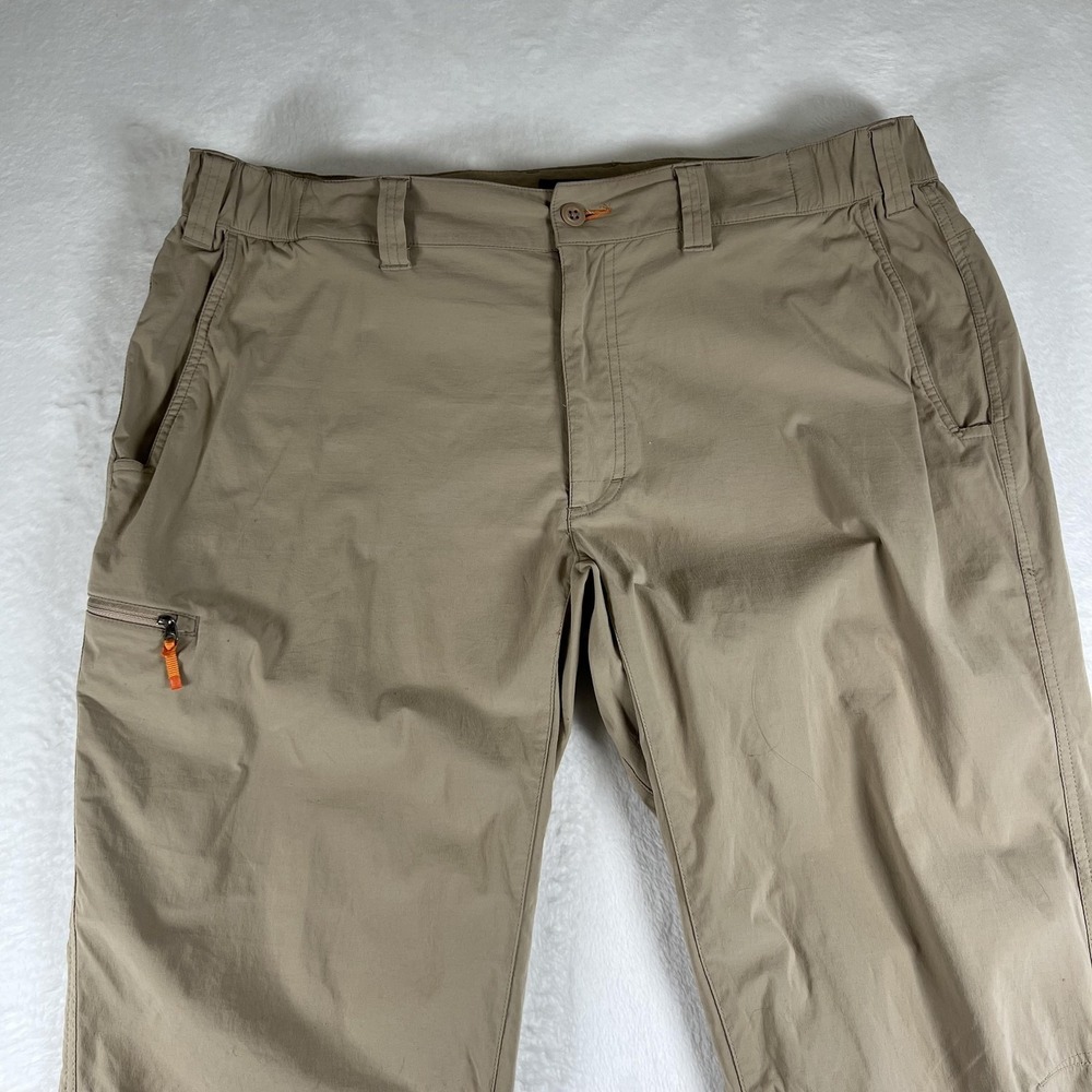 Orvis Pants Mens 39x32 Beige Nylon Stretch Cargo Hiking Travel Lightweight Tech - Picture 2 of 13